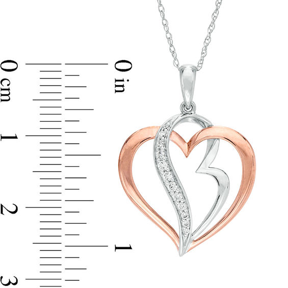 0.10 CT. T.W. Diamond Double Heart Pendant in 10K Two-Tone Gold