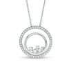 Thumbnail Image 0 of 0.38 CT. T.W. Diamond Scattered Double Circle Pendant in 10K White Gold