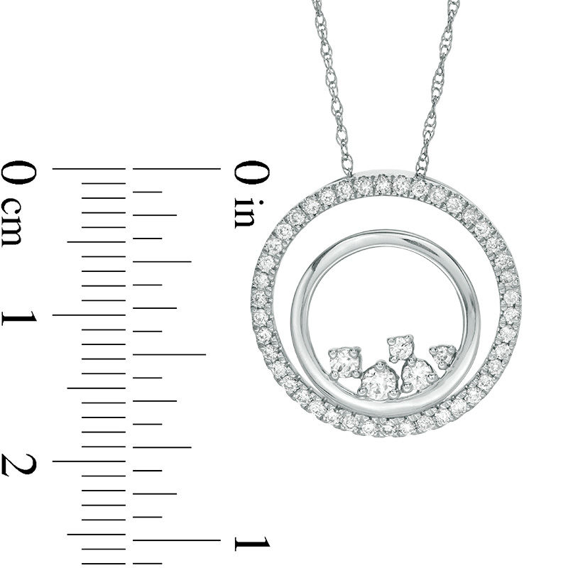 0.38 CT. T.W. Diamond Scattered Double Circle Pendant in 10K White Gold|Peoples Jewellers