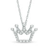 Thumbnail Image 1 of 0.10 CT. T.W. Diamond Crown Pendant in 10K White Gold