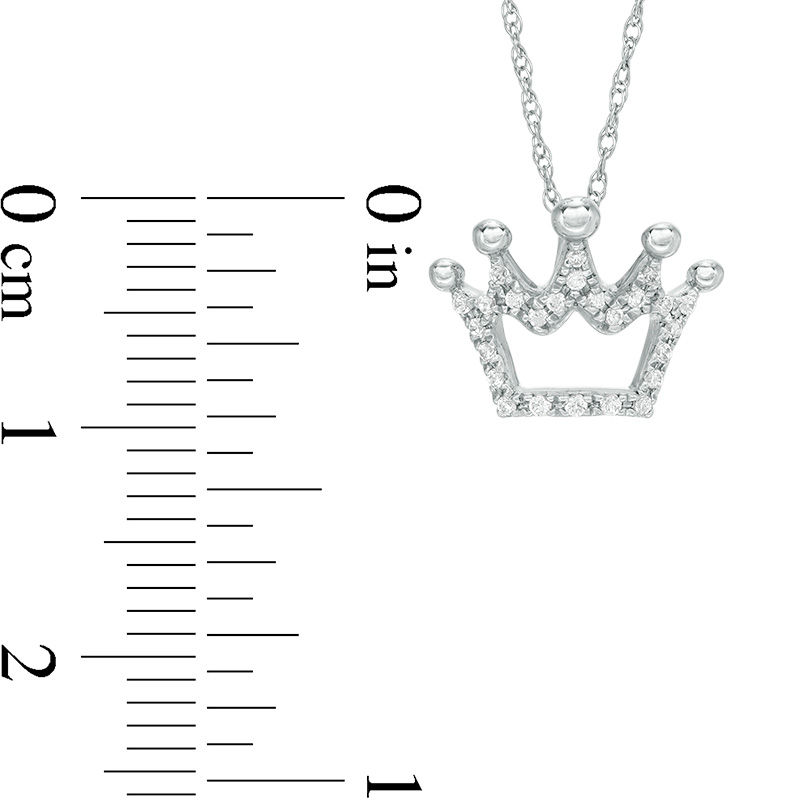Main Image 3 of 0.10 CT. T.W. Diamond Crown Pendant in 10K White Gold
