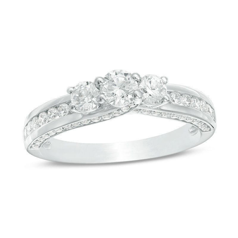 Main Image 1 of 1.00 CT. T.W. Diamond Past Present Future® Engagement Ring in 14K White Gold
