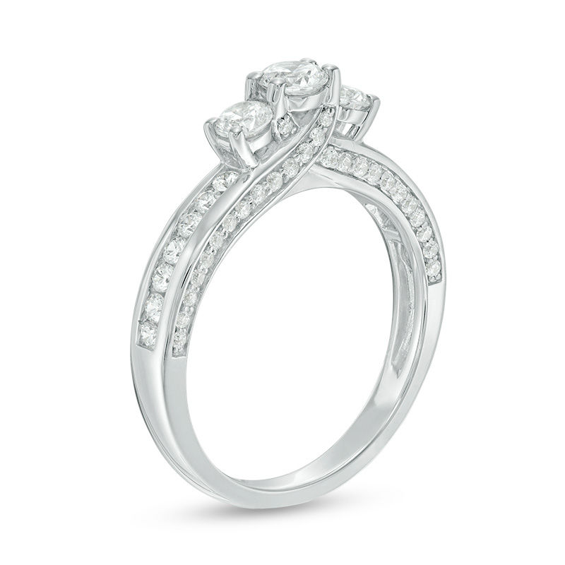 1.00 CT. T.W. Diamond Past Present Future® Engagement Ring in 14K White Gold