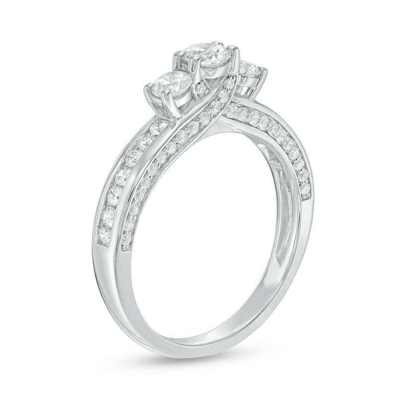 Main Image 2 of 1.00 CT. T.W. Diamond Past Present Future® Engagement Ring in 14K White Gold