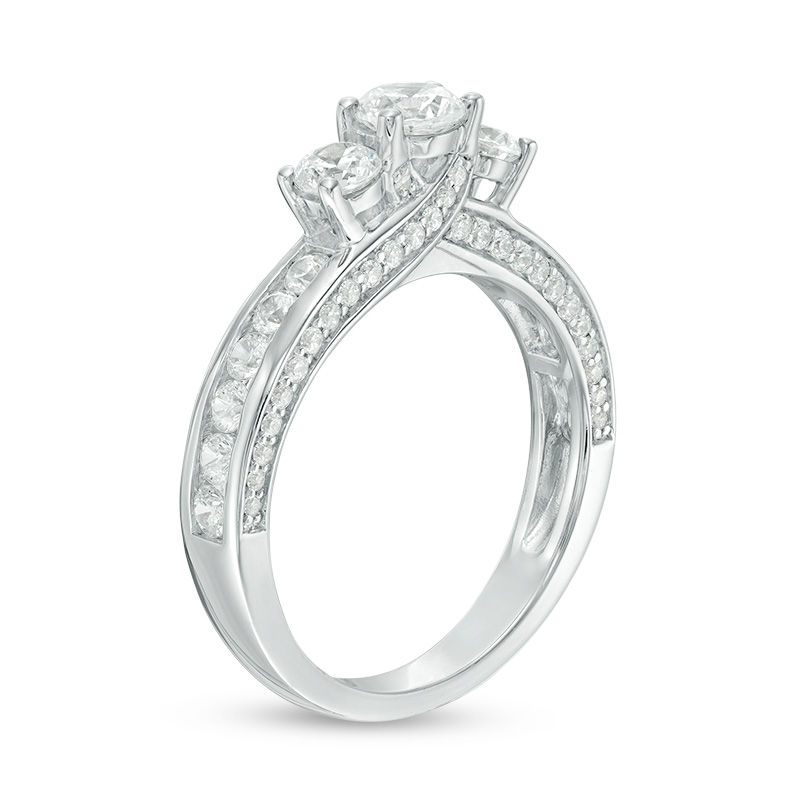 1.50 CT. T.W. Diamond Past Present Future® Engagement Ring in 14K White Gold