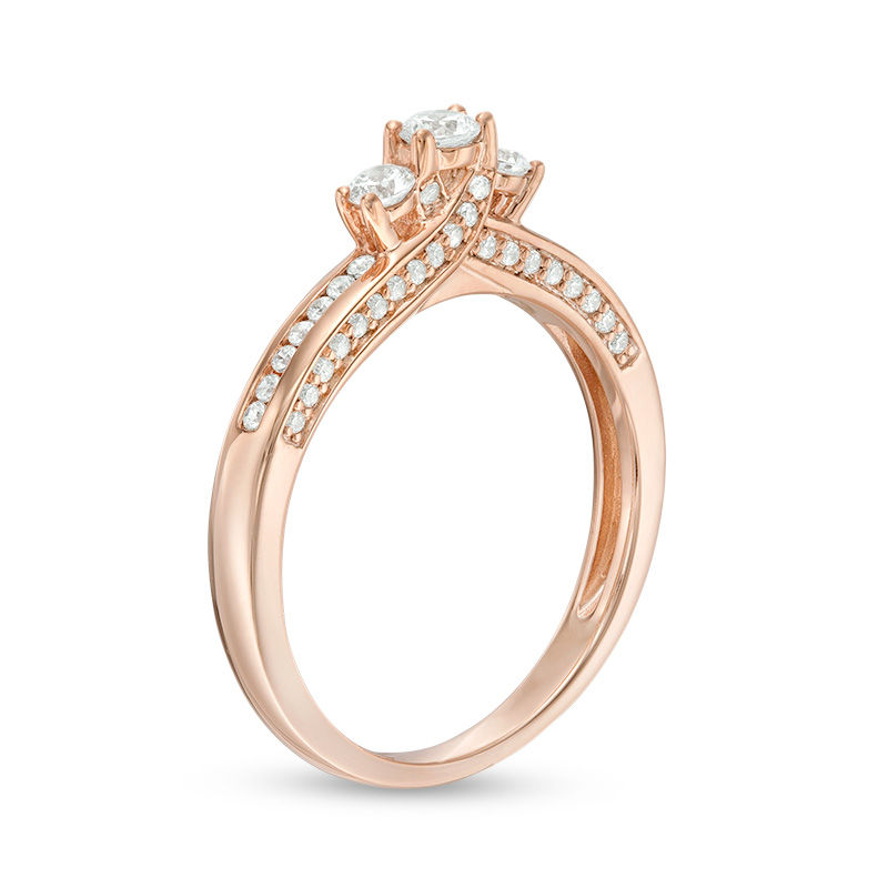 0.50 CT. T.W. Diamond Past Present Future® Engagement Ring in 14K Rose Gold