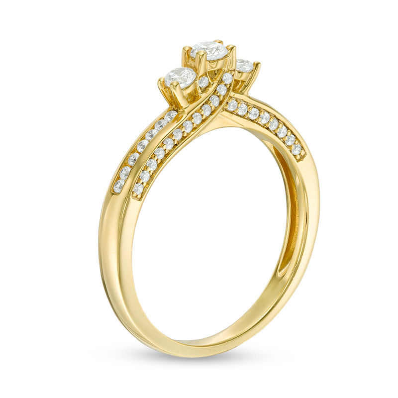 0.50 CT. T.W. Diamond Past Present Future® Engagement Ring in 14K Gold