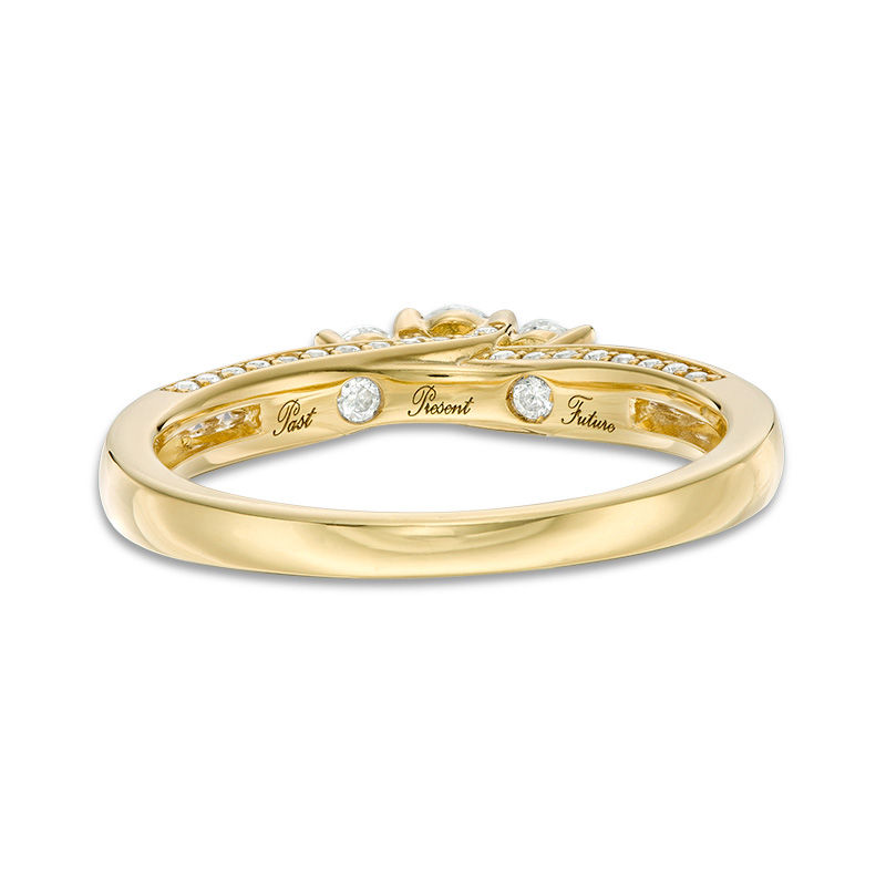 Main Image 4 of 0.50 CT. T.W. Diamond Past Present Future® Engagement Ring in 14K Gold