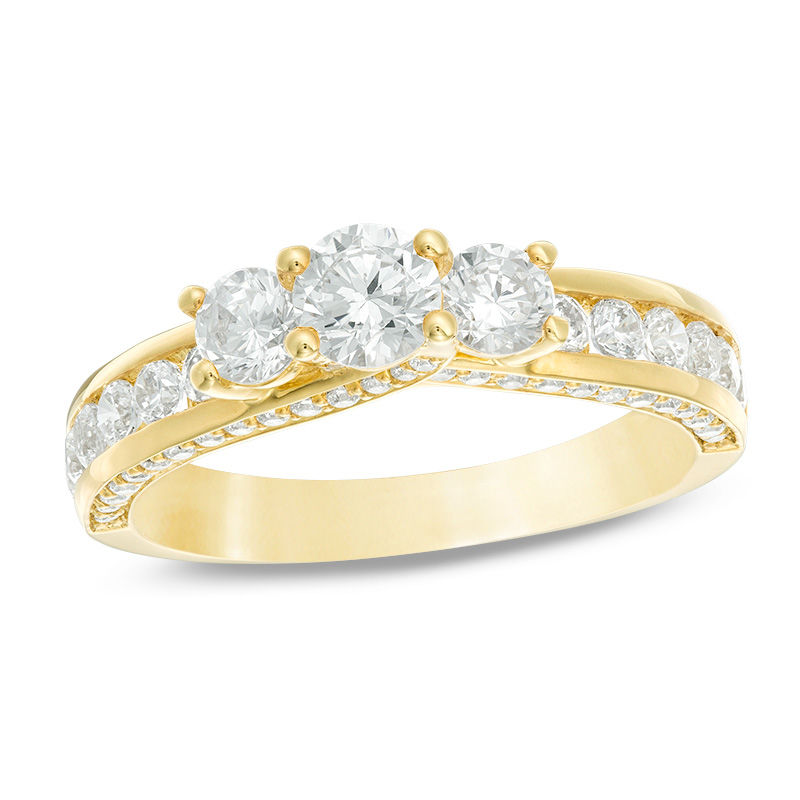Main Image 1 of 1.50 CT. T.W. Diamond Past Present Future® Engagement Ring in 14K Gold