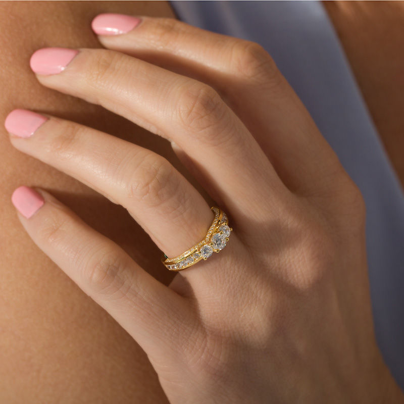 Main Image 3 of 1.50 CT. T.W. Diamond Past Present Future® Engagement Ring in 14K Gold