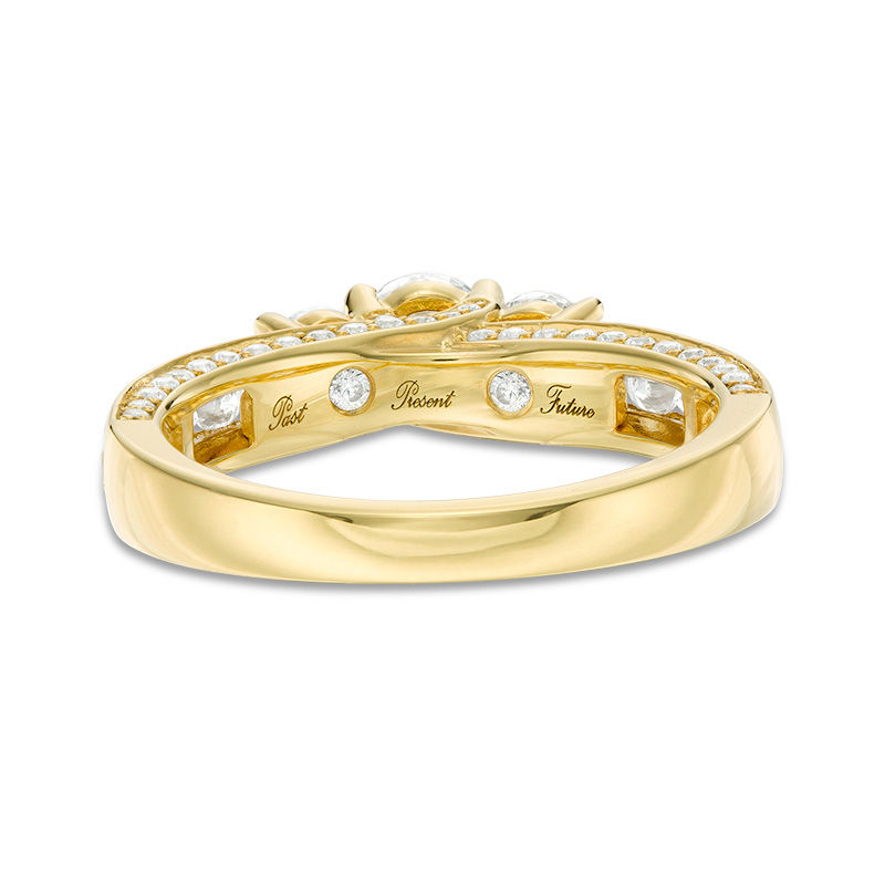 Main Image 4 of 1.50 CT. T.W. Diamond Past Present Future® Engagement Ring in 14K Gold
