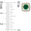 Thumbnail Image 3 of 5.0mm Lab-Created Emerald and 0.072 CT. T.W. Diamond Cushion Frame Stud Earrings in 10K Gold