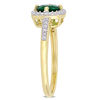 Thumbnail Image 1 of 6.0mm Lab-Created Emerald and 0.144 CT. T.W. Diamond Cushion Frame Ring in 10K Gold