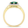 Thumbnail Image 2 of 6.0mm Lab-Created Emerald and 0.144 CT. T.W. Diamond Cushion Frame Ring in 10K Gold