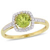 Thumbnail Image 0 of 6.0mm Peridot and 0.144 CT. T.W. Diamond Cushion Frame Ring in 10K Gold
