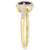 6.0mm Garnet and 0.144 CT. T.W. Diamond Cushion Frame Ring in 10K Gold