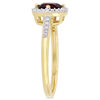 Thumbnail Image 1 of 6.0mm Garnet and 0.144 CT. T.W. Diamond Cushion Frame Ring in 10K Gold