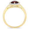 6.0mm Garnet and 0.144 CT. T.W. Diamond Cushion Frame Ring in 10K Gold