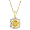 6.0mm Citrine and 0.10 CT. T.W. Diamond Cushion Frame Pendant in 10K Gold - 17"