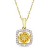 Thumbnail Image 1 of 6.0mm Citrine and 0.10 CT. T.W. Diamond Cushion Frame Pendant in 10K Gold - 17"