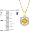 6.0mm Citrine and 0.10 CT. T.W. Diamond Cushion Frame Pendant in 10K Gold - 17"