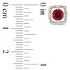 Thumbnail Image 3 of 5.0mm Lab-Created Ruby and 0.072 CT. T.W. Diamond Cushion Frame Stud Earrings in 10K Gold