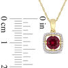 Thumbnail Image 2 of 6.0mm Lab-Created Ruby and 0.10 CT. T.W. Diamond Cushion Frame Pendant in 10K Gold - 17"