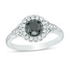 Thumbnail Image 0 of 1.23 CT. T.W. Enhanced Black and White Diamond Scallop Frame Engagement Ring in 14K White Gold