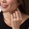 Thumbnail Image 1 of 1.23 CT. T.W. Enhanced Black and White Diamond Scallop Frame Engagement Ring in 14K White Gold