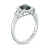 Thumbnail Image 2 of 1.23 CT. T.W. Enhanced Black and White Diamond Scallop Frame Engagement Ring in 14K White Gold