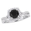 Thumbnail Image 1 of 1.50 CT. T.W. Enhanced Black and White Diamond Cushion Frame Twist Engagement Ring in 14K White Gold