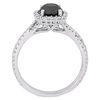 Thumbnail Image 3 of 1.50 CT. T.W. Enhanced Black and White Diamond Cushion Frame Twist Engagement Ring in 14K White Gold