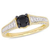 Thumbnail Image 1 of 1.00 CT. T.W. Enhanced Black and White Diamond Tapered Shank Engagement Ring in 14K Gold