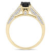Thumbnail Image 2 of 1.00 CT. T.W. Enhanced Black and White Diamond Tapered Shank Engagement Ring in 14K Gold