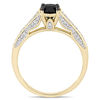Thumbnail Image 3 of 1.00 CT. T.W. Enhanced Black and White Diamond Tapered Shank Engagement Ring in 14K Gold