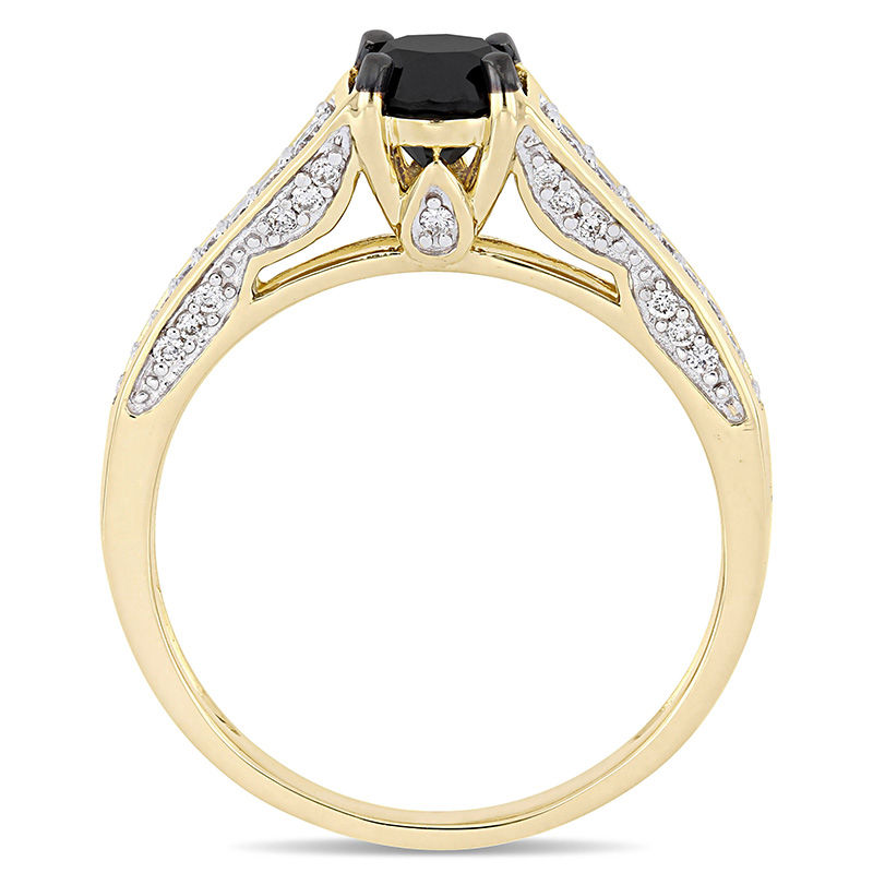 1.00 CT. T.W. Enhanced Black and White Diamond Tapered Shank Engagement Ring in 14K Gold