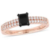 Thumbnail Image 0 of 0.75 CT. T.W. Emerald-Cut Enhanced Black and White Diamond Double Row Engagement Ring in 14K Rose Gold