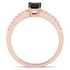 Thumbnail Image 3 of 0.75 CT. T.W. Emerald-Cut Enhanced Black and White Diamond Double Row Engagement Ring in 14K Rose Gold
