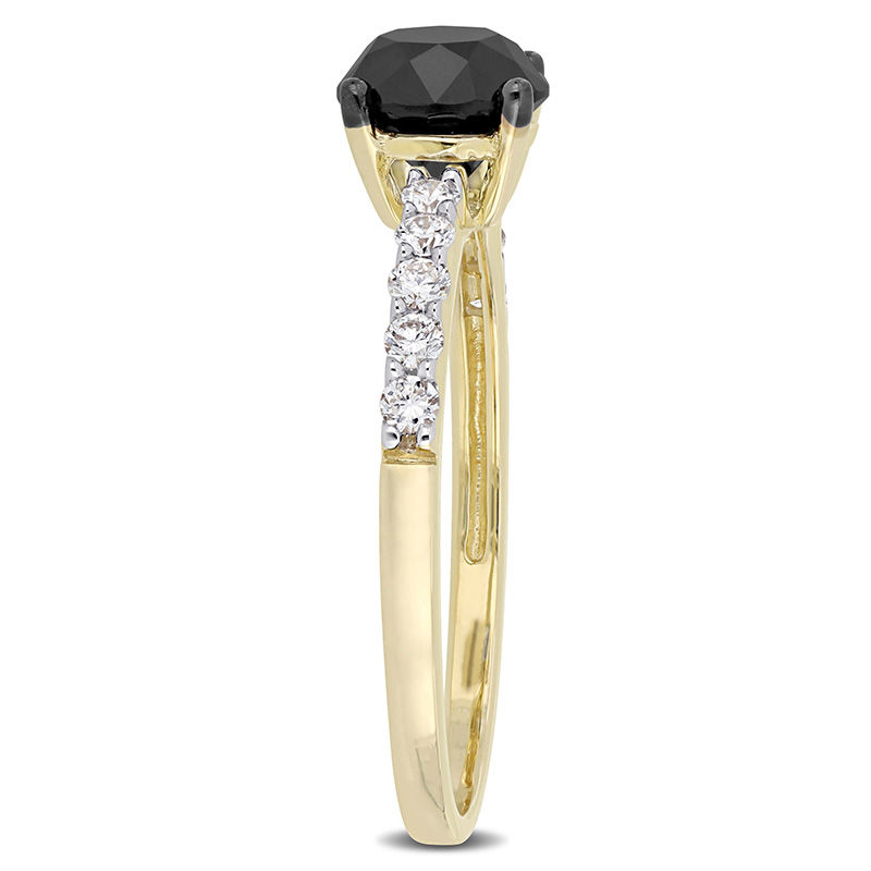 1.23 CT. T.W. Enhanced Black and White Diamond Engagement Ring in 14K Gold