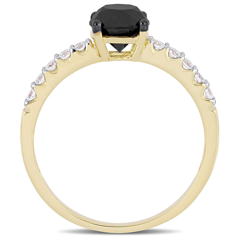 1.23 CT. T.W. Enhanced Black and White Diamond Engagement Ring in 14K Gold