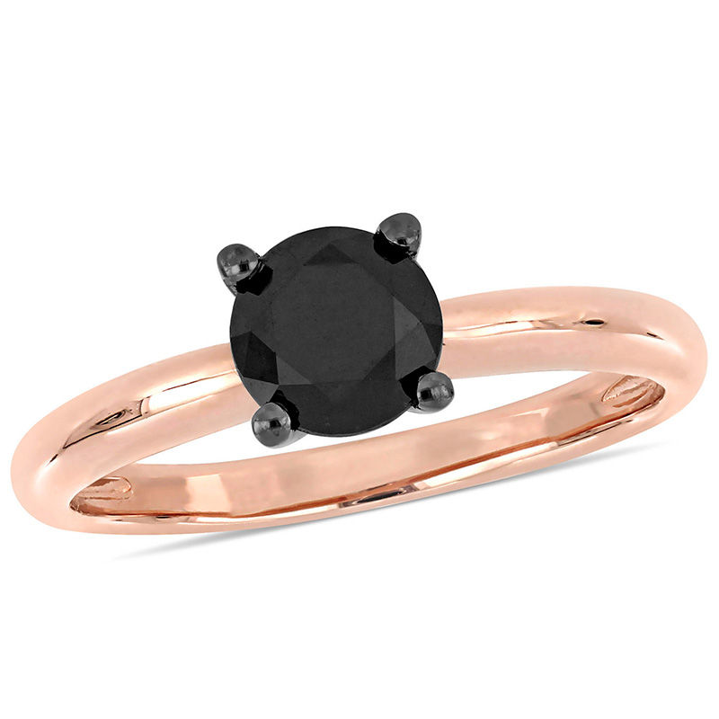 1.00 CT. Black Diamond Solitaire Engagement Ring in 14K Rose Gold|Peoples Jewellers