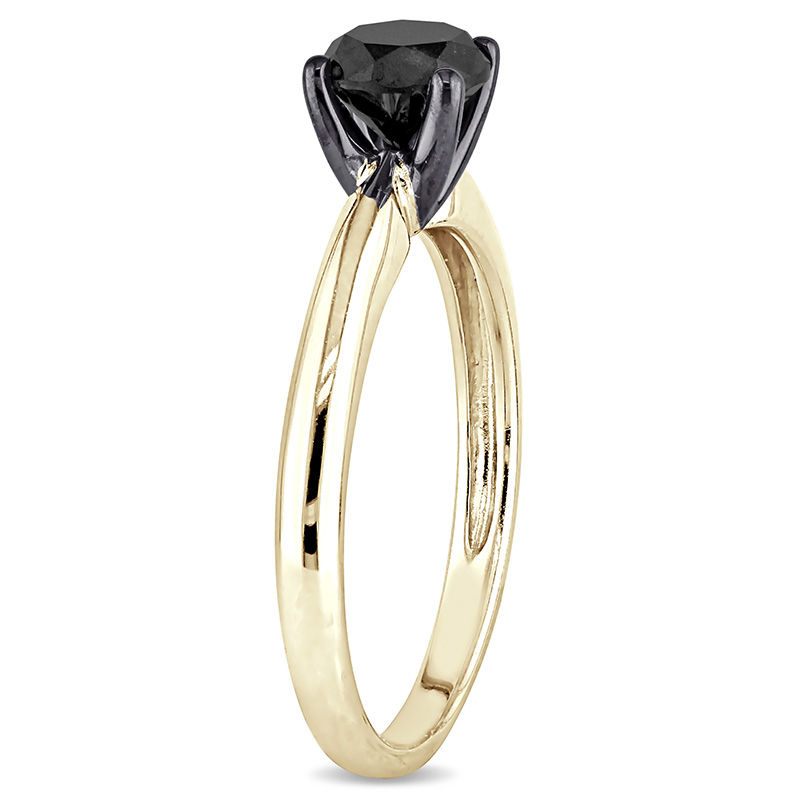 Main Image 2 of 1.00 CT. Black Diamond Solitaire Engagement Ring in 14K Gold