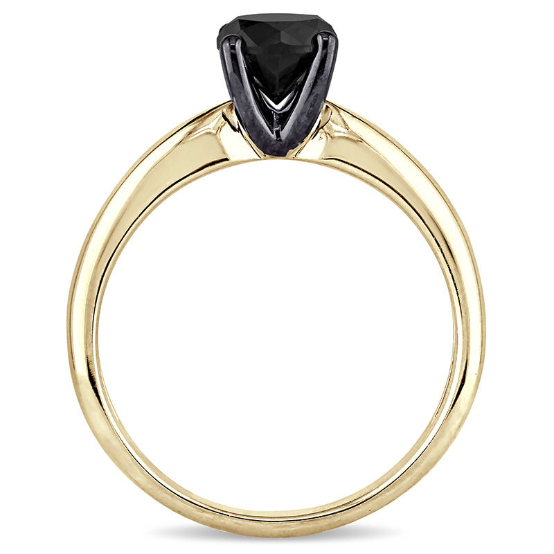 Main Image 3 of 1.00 CT. Black Diamond Solitaire Engagement Ring in 14K Gold