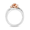 Thumbnail Image 2 of Enchanted Disney Belle 0.23 CT. T.W. Diamond Rose Bypass Swirl Ring in Sterling Silver and 10K Rose Gold