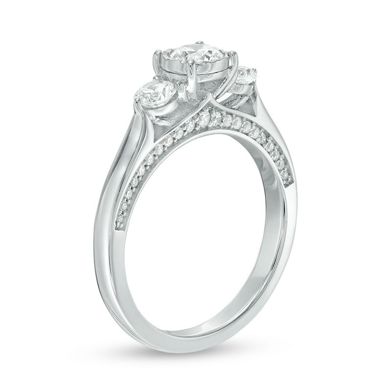 Main Image 2 of 0.95 CT. T.W. Diamond Past Present Future® Engagement Ring in 14K White Gold