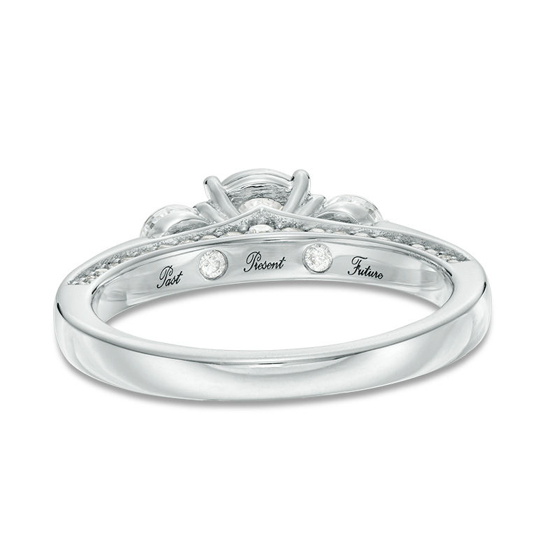 Main Image 4 of 0.95 CT. T.W. Diamond Past Present Future® Engagement Ring in 14K White Gold