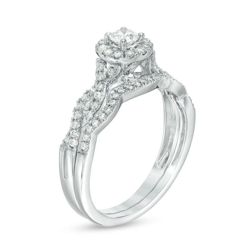 Main Image 2 of 0.45 CT. T.W. Diamond Frame Twist Bridal Set in 10K White Gold