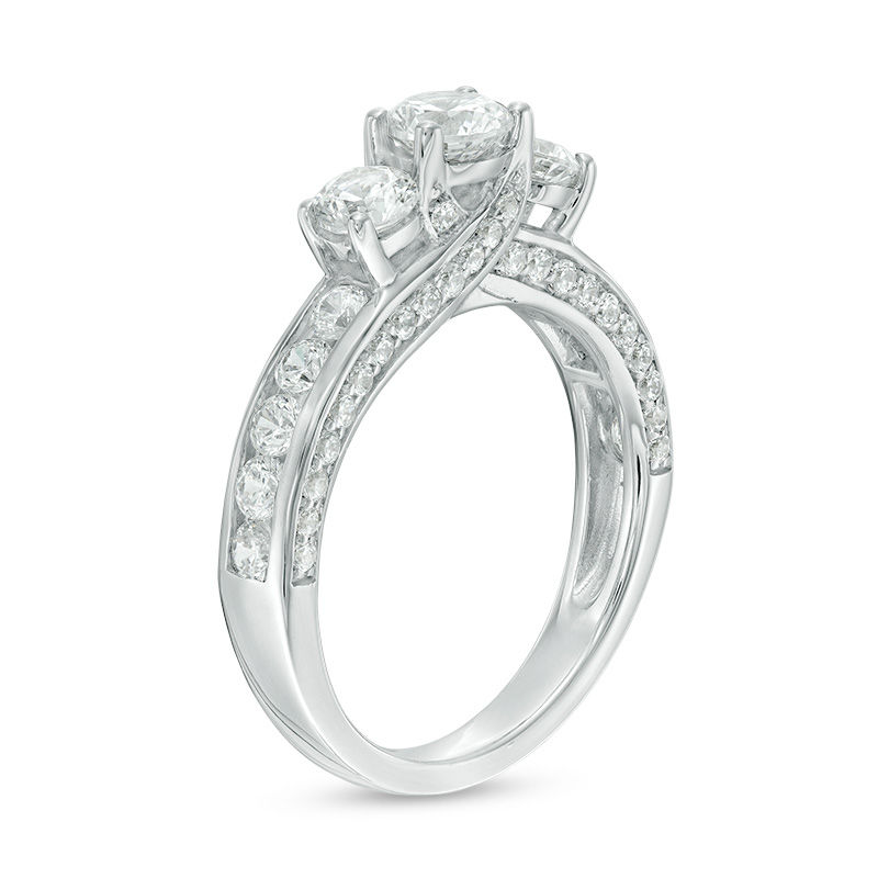 2.00 CT. T.W. Diamond Past Present Future® Engagement Ring in 14K White Gold