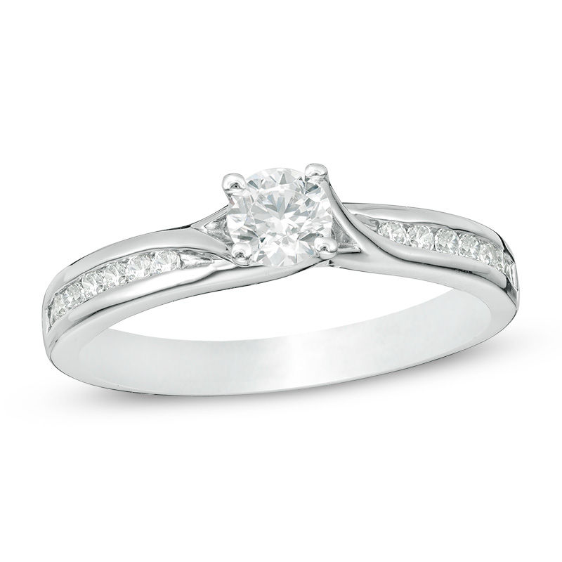 0.50 CT. T.W. Diamond Bypass Engagement Ring in 14K White Gold