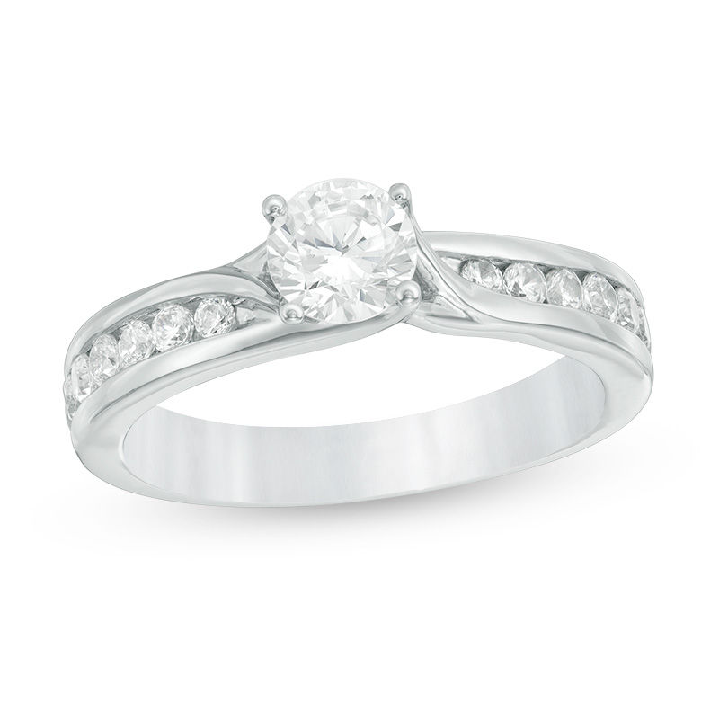 Main Image 1 of 1.00 CT. T.W. Diamond Bypass Engagement Ring in 14K White Gold